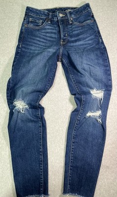 Old Navy Jeans Women's Sz. 2 O.G. Straight High Rise Raw Crop (Cut) Button Fly