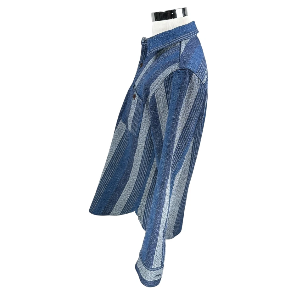 Camisa de Trabajo Studio D’artisan Noragi Kasuri Sashiko Para Hombre 42 Azul Jacquard Botón Foto 4 de 4