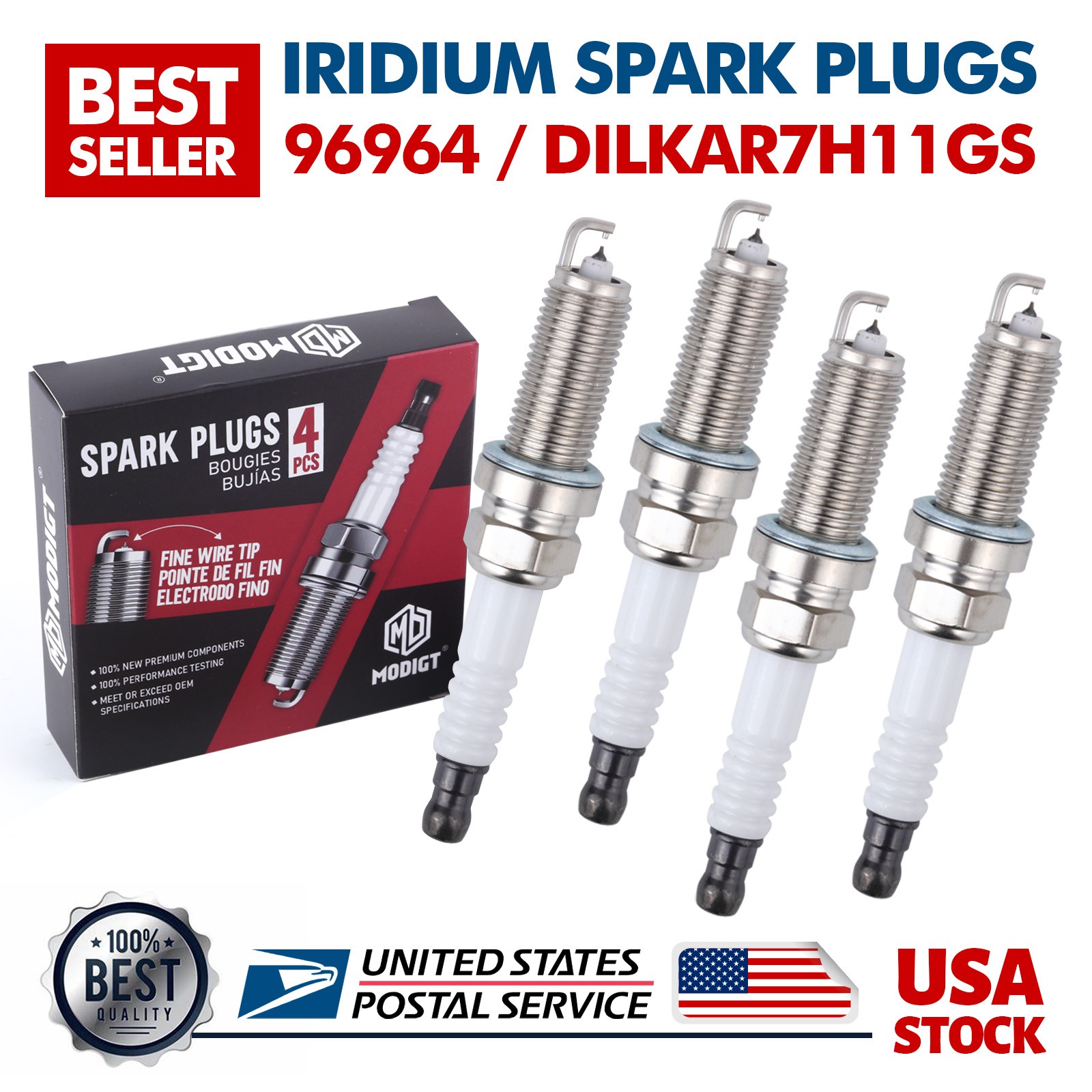 OEM Quality 8 Pcs Iridium Spark Plugs For NGK 96964/12290-5A2-A01/ DILKAR7G11GS
