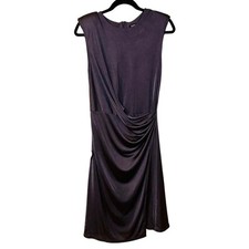 Express Metallic Silver Gray Sleeveless Wrap Regency Dress Size M Classic Sleek