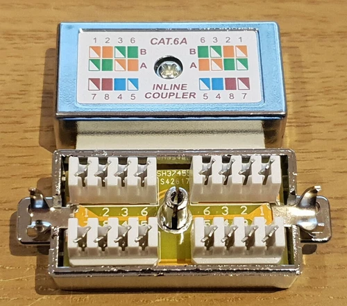 CAT6A IDC 4 PAIR 8 WAY SHIELDED JUNCTION BOX 8P8C INLINE CABLE COUPLER JOINER