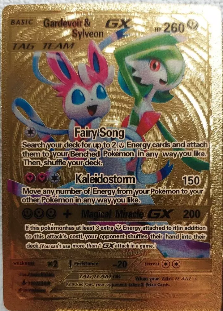 Gardevoir & Sylveon GX - Tag Team - Gold Foil Pokemon Card Fan Art