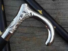 Walking Stick Wolf Head Copper Antique Metal Handle Wooden Vintage Cane 36 in