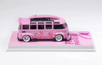 Flame 1/64 フォルクスワーゲン T1 バス ピンクパンサー 1:64 Flame Pink For T1 Van Camper Kombi Sports Diecast Metal Car