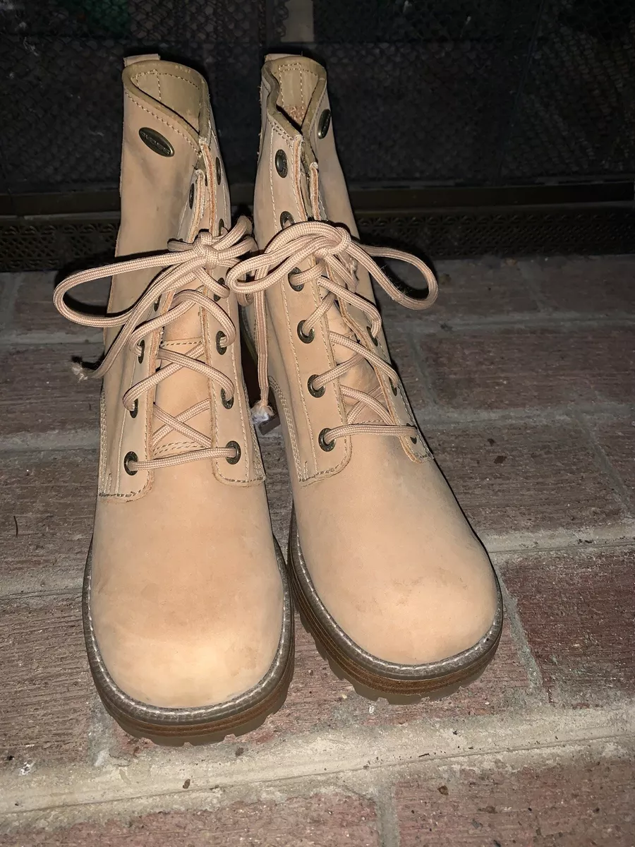 NEW Skechers Genuine Leather Chunky Combat High Heel Boots EXPENSIVE tw11j1