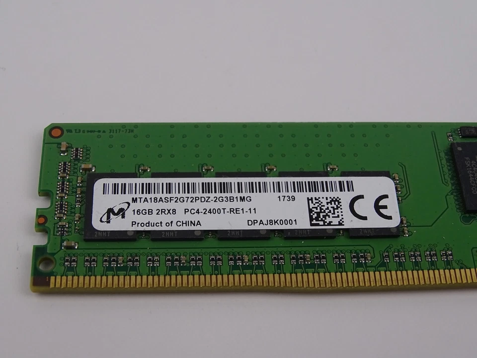 Micron 16GB PC4-2400 DDR4 ECC Memory MTA18ASF2G72PDZ-2G3 SERVER Memory - Image 2 of 4