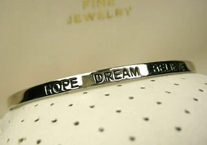Solid Sterling Silver Religious Christian Hope Dream Believe Cuff Bracelet 925
