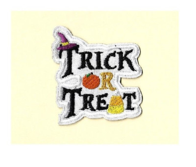 Trick Or Treat - Halloween - Candy Corn - Pumpkin - Embroidered Iron On Patch 