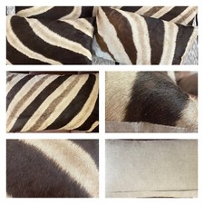 GENUINE ZEBRA HIDE SKIN CUSHION 14X9 in Burchell's Zebra 
