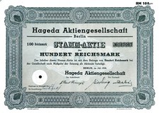 Hageda AG Berlin (heute Phoenix Pharma), 1938 (1.000 RM)