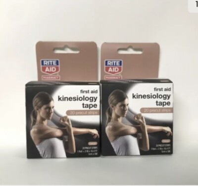 Rite Aid First Aid Kinesiology Tape, 20 Precut strips, Beige (Pack Of 2)