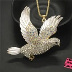 New Fashion Women Cute White Eagle Animal Crystal Pendant Chain Necklace