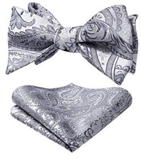 Bow Ties for Men Paisley Bowties Mens Self Tie Bow Tie and One Size A2-silver