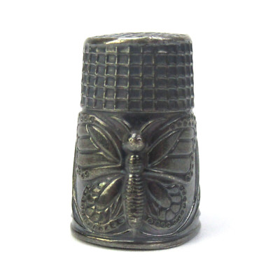Fingerhut 925 Sterling Silber Silver Thimble Schmetterling Jugendstil-Stil