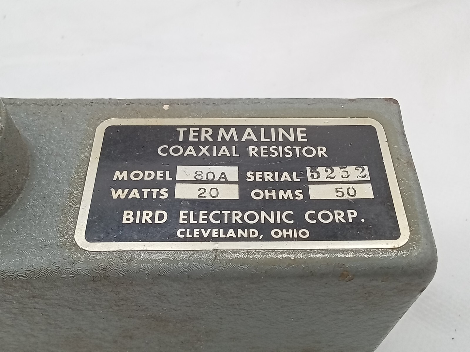 BIRD ELECTRONICS CORP  Termaline  80A , 20 watt, 50 ohm, coaxial resistor,
