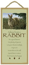 Advice From a Rabbit Be a good listener Hop to it Don't worry... 10"x5" Sign D92