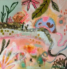 Original Painting Art OOAK "Sparkle the Mouse" Dreamscape Abstract Floral 10x10