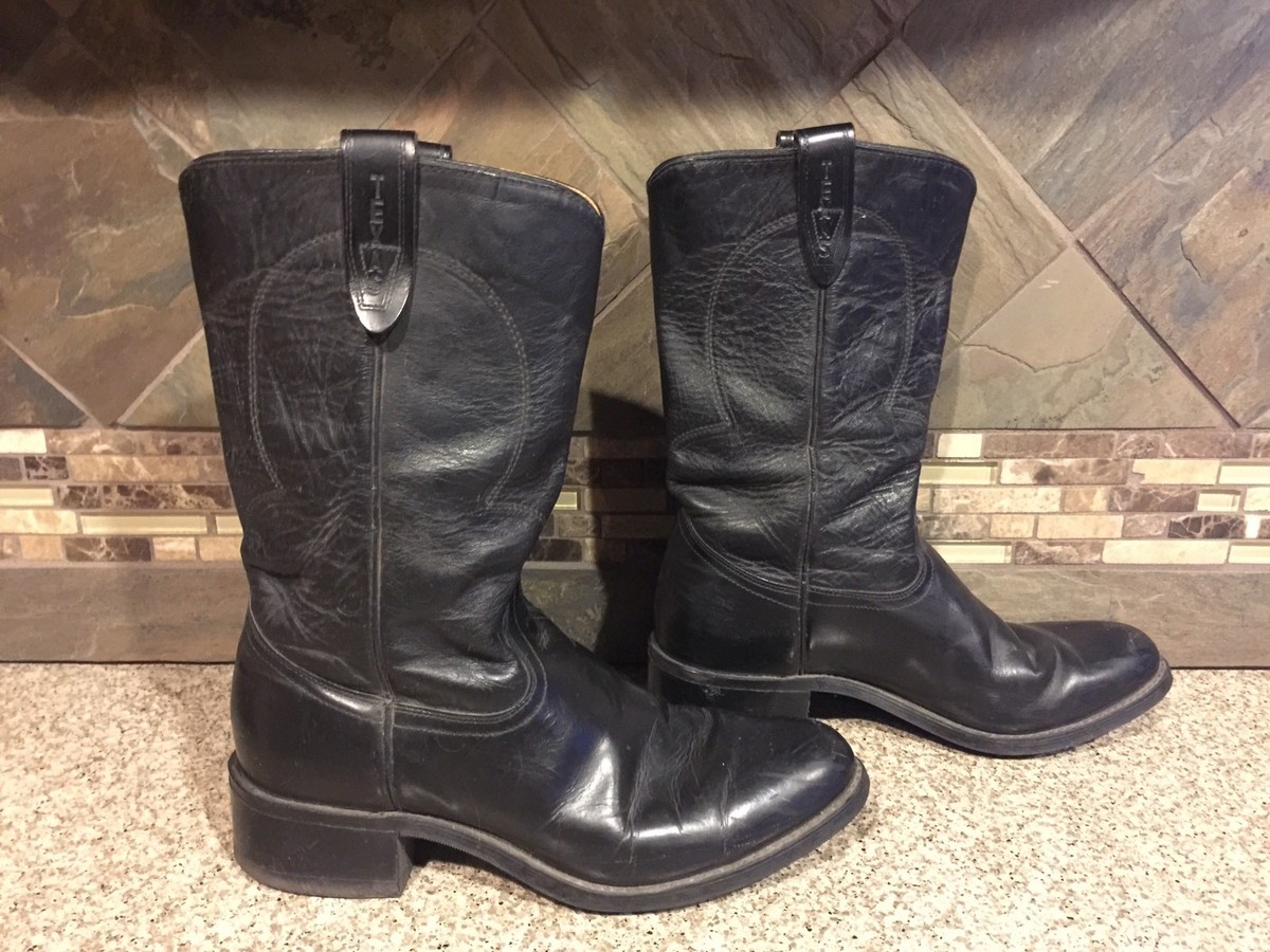 Texas 8300 Black Soft Leather Cowboy Boots Men\'s Size 8.5 Texas Roper Men main image 4