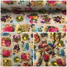 100% Baumwolle Stoffe Lonetta 280cm Breit Deko Patchwork Gardine Früchte Obst