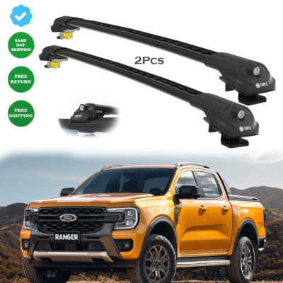 For Ford RANGER (T7) DOUBLE CAB 2016+ Black Cross Bars Roof Rack Easy ...