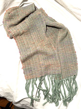 Hand Woven Green Scarf 46" x 8"