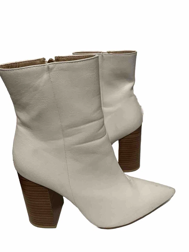 Billini Boots White Size 9 EU 40 Ankle Boots PU Leathe Pointed Toe Wood Heel - image 3 of 4