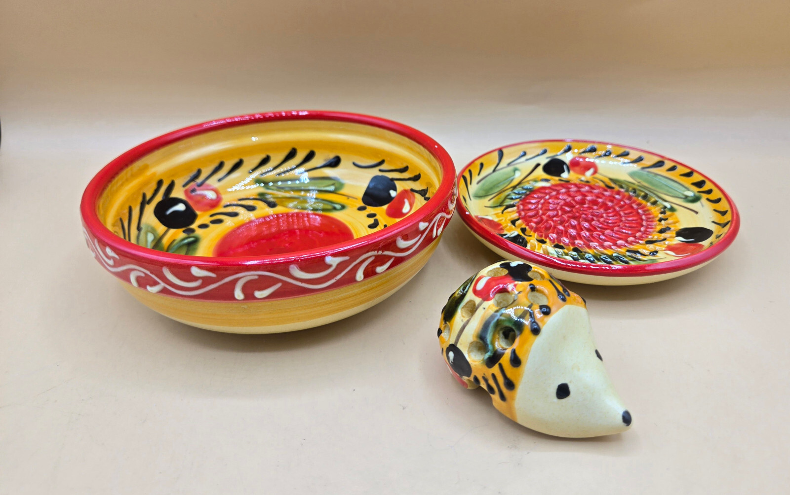 3pc Eleboraclon Artesanal Garlic Grater Zester Handmade & Painted Spain, EUC