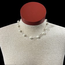 Silver Tone Faux Pearl Oval Link Necklace Lauren Ralph Lauren Romantic Rebel