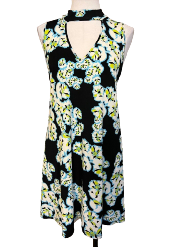 Kaari blau A-Linie Kleid XL extra groß Blumenmuster Stretch Taschen waschbar - Bild 1 von 9