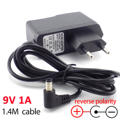 AC DC 9V 1A 1000ma Power Supply Adaptor reverse polarity Adapter ...