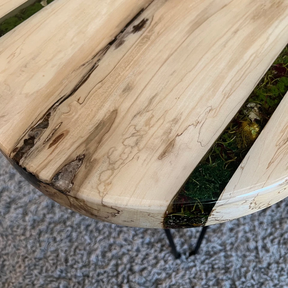 Epoxy Live End Table / Side Table / Rocks Mosaic / Natural Edge Side Table - Image 4 of 4