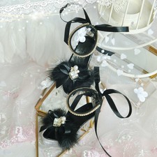 1/3 SD16/13/GR BJD Doll High Heels Shoes Sable Crystal Sole Ribbon Pearl Deco AS