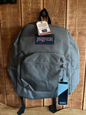 grey and black jansport backpack Jansport's Cross Town Graphite Grey Backpack [194902194988]