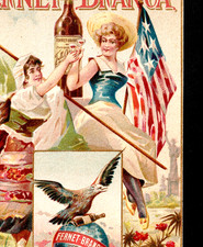 1800s "Best Bitters Known" Fernet Branca Statue of Liberty Eagle Trade Card j.US