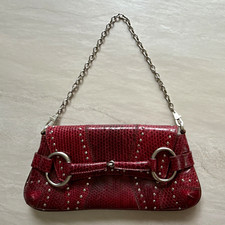 GUCCI-Damen Schultertasche Rot Kunstleder Gep...