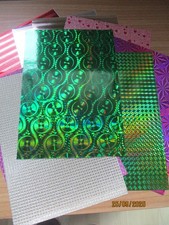8x gemustertes Deko-Papier, selbstklebend, A5 Holografie/Spiegelkarton, unben.