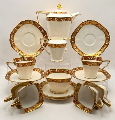 Standard China Art Deco Kaffeeservice für 6 Personen in Stuart Form um 1930 Chapmans Longton