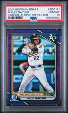 2024 BOWMAN DRAFT CHROME-PURPLE REFRACTOR #BDC141 MYLES NAYLOR 99/250 PSA 10