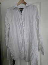 Tahari 100% linen long button down top size M