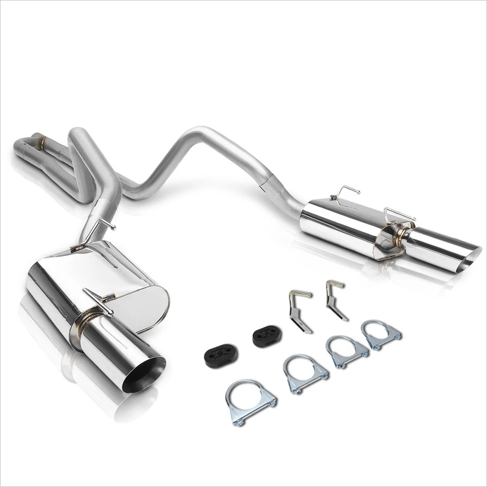 For 05-10 Ford Mustang 4.0 V6 Dual 4" Rolled Tip Muffler Catback Exhaust System - Image 2 of 4