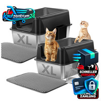 Katzentoilette XL Edelstahl Metall Urin-Dicht Mit Deckel Und Streumatte 2 StüCk