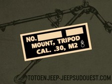 DATAPLA plate LABEL plate plate BRASS TRIPOD M2 A4 CAL.30. jeep dodge us ww2