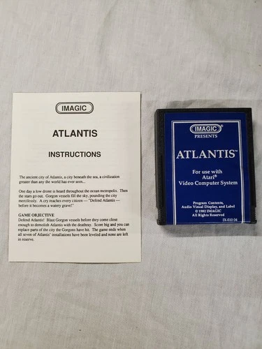 Atlantis Blue Label Atari 2600 Cart And Manual Tested