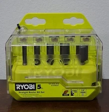 Ryobi A25RS51 5 PC Straight Router Bit Set Wood 1/4" Shank