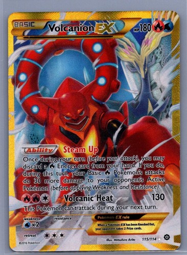Volcanion EX 115/114 Secret Rare Full Art Steam Siege Pokemon Near Mint
