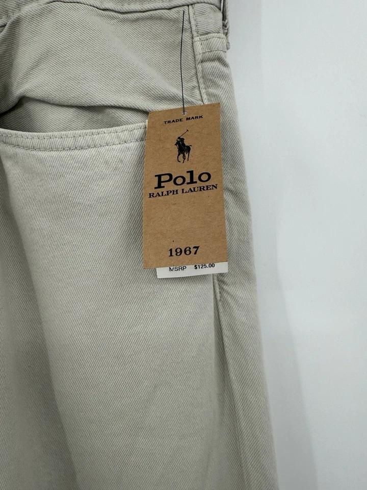 NUEVO Polo Ralph Lauren Hombres Varick Slim Recto Cáñamo Denim Jeans Gris 40x30 Foto 4 de 4