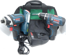 Bosch 12-Volt Tools ~ 1/4" Impact, 3/8" Drill, Work Light, Charger, 2 Batteries