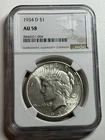 1934-D $1 Silver Peace Dollar NGC AU58 Semi Key Date