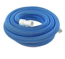 Pool Master 50FT Flexible Blue Plastic Pool Vacuum Hose with White Cuff Fitting