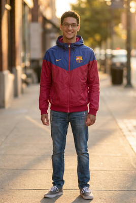 Nike Vintage Rare FCB Windrunner Jacket Glanz Nylon Barcelona Red Blue S